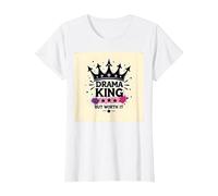 Drama King But Worth It Crown Graphic Tee T-Shirt, Women, White, L