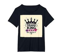 Drama King But Worth It Crown Graphic Tee T-Shirt, Women's Plus, Black, 1X