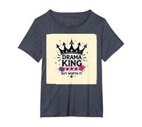 Drama King But Worth It Crown Graphic Tee T-Shirt, Women's Plus, Heather Blue, 2X
