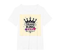 Drama King But Worth It Crown Graphic Tee T-Shirt, Women's Plus, White, 2X