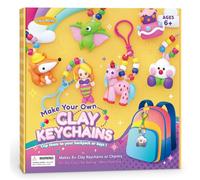 Drama Planet Make Your Own Clay Keychains - Air Dry Clay Craft Kit for Kids Ages 6 and Up, Create 8+ Charms and Bag Decorations, Great Gift for Girls and Boys
