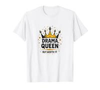 Drama Queen But Worth It Crown Funny Sassy Quote T-Shirt, Men, White, XXL