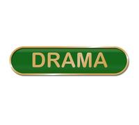 Drama School Bar Badge - 45mm x 10mm - Enamel on Metal - Safety Pin Fixing - Epoxy Coating (GREEN)