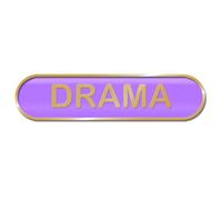 Drama School Bar Badge - 45mm x 10mm - Enamel on Metal - Safety Pin Fixing - Epoxy Coating (PURPLE)
