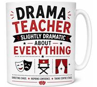 Drama Teacher Slightly Dramatic Theatre School Acting 11oz White Ceramic Coffee Cup Present for Teacher Appreciation School Staff Colleague Birthday Christmas Gift Mug