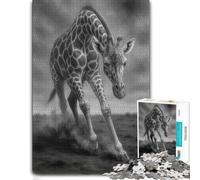 Dramatic Black and White Giraffe Portrait Jigsaw Puzzle, 500 Pieces | Gift for puzzle lovers: tabletop activity for adults during indoor leisure.