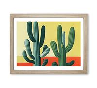 Dramatic Cactus Framed Print | A4 Oak Framed Wall Art | Ready to Hang | Modern Nature Picture | Living Room Bedroom Lounge Office