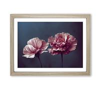 Dramatic Carnation Flowers Framed Print | A4 Oak Framed Wall Art | Ready to Hang | Modern Floral Picture | Living Room Bedroom Lounge Office