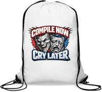 Dramatic comedy and tragedy mask design Gym Sack Casual Drawstring Bag White