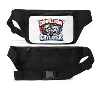 Dramatic Comedy and Tragedy mask Design Unisex Waist Bag Black