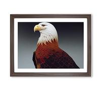 Dramatic Eagle Bird H1022 Framed Print for Living Room Bedroom Home Office Décor, Wall Art Picture Ready to Hang, Walnut A4 Frame (34 x 25 cm)