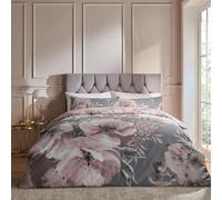 Catherine Lansfield Dramatic Floral Easy Care Single Duvet Set Grey
