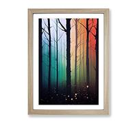 Dramatic Forest Framed Print for Living Room Bedroom Home Office Décor, Wall Art Picture Ready to Hang, Oak A2 Frame (64 x 46 cm)