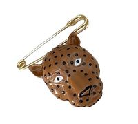 Dramatic Leopard Shaped Brooch Rich Enameled Color Strong Metal Construction Lapel Pin Modern Unisex Accessory Artistic Animal Jewelry