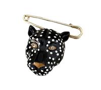 Dramatic Leopard Shaped Brooch Rich Enameled Color Strong Metal Construction Lapel Pin Modern Unisex Accessory Fashion Accessory for Women