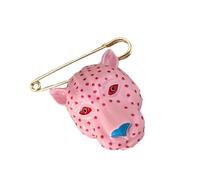 Dramatic Leopard Shaped Brooch Rich Enameled Color Strong Metal Construction Lapel Pin Modern Unisex Accessory Fashion Accessory for Women