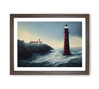 Dramatic Lighthouse Framed Print | A3 Walnut Framed Wall Art | Ready to Hang | Modern Cityscape Picture | Living Room Bedroom Lounge Office