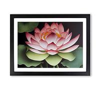 Dramatic Lotus Flower Framed Print | A2 Black Framed Wall Art | Ready to Hang | Modern Floral Picture | Living Room Bedroom Lounge Office