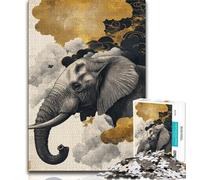 Dramatic Moment Elephant Jigsaw Puzzles for Teenagers,Challenging To Complete But Fun And Humorous with Matching Poster And Trivia Sheet 38x26cm