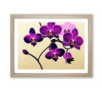 Dramatic Orchid Flowers WHT Framed Print | A2 Oak Framed Wall Art | Ready to Hang | Modern Floral Picture | Living Room Bedroom Lounge Office