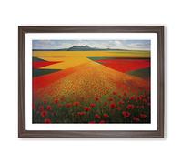 Dramatic Poppy Field Flowers Framed Print | A3 Walnut Framed Wall Art | Ready to Hang | Modern Floral Picture | Living Room Bedroom Lounge Office