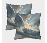 Dramatic Sky-Cloudscape Painting Style Pillow Covers 2 Pack Cozy Pillowcases Art Cushion Case with Invisible Zipper Decorative for Sofa Living Room Bed Home 40x40cm