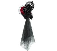 Dramatic Small Top Hat Fashion Hair Accessory With Intricate Birdcage Devil Eye Bat Wing Veiling Lightweight Gothic Cloche Hat