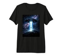 Dramatic UFO Abduction Cosmic Alien Spacecraft Conspiracy Premium T-Shirt