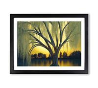 Dramatic Weeping Willow Tree Framed Print | A3 Black Framed Wall Art | Ready to Hang | Modern Floral Picture | Living Room Bedroom Lounge Office