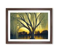 Dramatic Weeping Willow Tree H1022 Framed Print for Living Room Bedroom Home Office Décor, Wall Art Picture Ready to Hang, Walnut A4 Frame (34 x 25 cm)