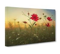 Dramatic Wildflowers Floral Canvas Print | Gallery Wrapped 30mm Frame Wall Art | 30x20 inches | Ready to Hang | Contemporary Floral Picture | Living Room Bedroom Lounge Office