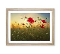 Dramatic Wildflowers Floral Framed Print | A3 Oak Framed Wall Art | Ready to Hang | Modern Floral Picture | Living Room Bedroom Lounge Office