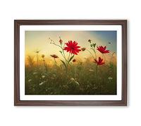 Dramatic Wildflowers Floral Framed Print | A4 Walnut Framed Wall Art | Ready to Hang | Modern Floral Picture | Living Room Bedroom Lounge Office