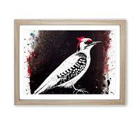 Dramatic Woodpecker Bird Abstract Framed Print | A4 Oak Framed Wall Art | Ready to Hang | Abstract Animal Picture | Living Room Bedroom Lounge Office