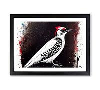 Dramatic Woodpecker Bird Abstract H1022 Framed Print for Living Room Bedroom Home Office Décor, Wall Art Picture Ready to Hang, Black A2 Frame (64 x 46 cm)