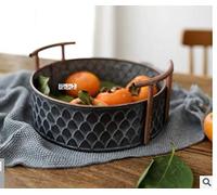 DramLan Fruit Bowl Or Fruit Basket for Table Décorative,Retro Gray Iron Storages Bowl, Fruit Basket for Kitchen Or Bread Basket, Double Ear Metal Display Bowl