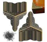 Dranng Dust Corners for Stairs | 100 Antique Style Metal Box Corner Protectors, Decorative Box Corner Guard, Elegant Stair Corner Dust Guards for Home