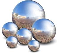 Dranvosk 6Pcs Stainless Steel Gazing Balls for Garden, Pond, Yard | 6in/4in/3.5in/3in Mirror Reflective Hanging Ball for Outdoor Spaces | Metal Gazing Balls for Garden Decoration(Silver)