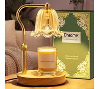 Draome Candle Warmer Lamp - Dimmable & Timer, Height Adjustable Flameless Candle Lamp with 2 Bulbs for Jar Candles, Flower Gold Lamp Birthday Gifts for Women Mum, New Home Decor House Warming Gifts