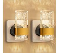 Draome Night Light Plug in Wall with Dusk to Dawn Sensor, Led Night Light Adjustable 3 Colour Temperature and Brightness, Modern Acrylic Bubble Plug in Light for Hallway, Bedroom, Stairs, 2 Pack Gold