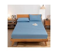Drap-housse double uniquement 100 % coton lavé doux, drap-housse de couleur unie avec poche de 28 cm de profondeur, housse de matelas simple, double, king size, queen size (couleur : E, taille : 180 x