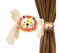 Drape Holdbacks, Animal Tie Backs, Cartoon Lion Holders, Soft Plush Drapery Accessories, Decorative Curtain Fasteners (2 Pack), for Baby Room Nursery Window Decor