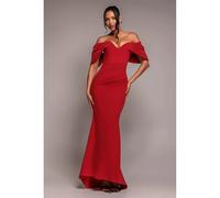 Draped sleeve dress for women Goddiva Off The Shoulder Maxi Rouge 46
