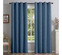 DrapeMaster Fire Retardant Fluorine Free NFPA701 Standard Curtains 63 inches 2 Panels 100% Blackout Drapes for Bedroom Living Room Darkening Curtain Thermal Insulated Grommet (52x96 inch,Blue)