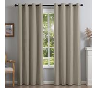 DrapeMaster Fire Retardant PFAS Free Curtains 84 inches Length 2 Panels Set Burg 100% Blackout Long Drapes for Bedroom Living Room Darkening Curtain Thermal Insulated Grommet (52x84 inch,Sand)