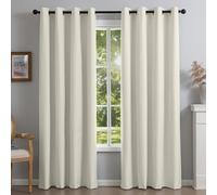 DrapeMaster Fire Retardant PFAS Free Curtains 96 inches Length 2 Panels Set Burg 100% Blackout Long Drapes for Bedroom Living Room Darkening Curtain Thermal Insulated Grommet (52x96 inch,Beige)