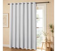 DrapeMaster Flame-Retardant NFPA 701 Standard Curtain 84-inch Single Panel 100% Blackout Curtain Ideal for Bedrooms and Living Rooms Thermal Insulation Metal Ring Hanging System (52x84 inches, White)