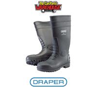 Draper Safety Wellington Boots Black Size 8