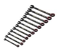 Draper Combination Spanner Set Expert Hi-Torq – 12pc Metric Reversible Ratchet – Black