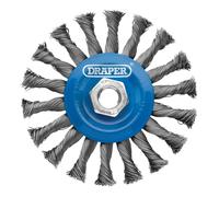 Draper 08058 Steel Twist-Knot Flat Wire Wheel Brush, 115mm, M14
